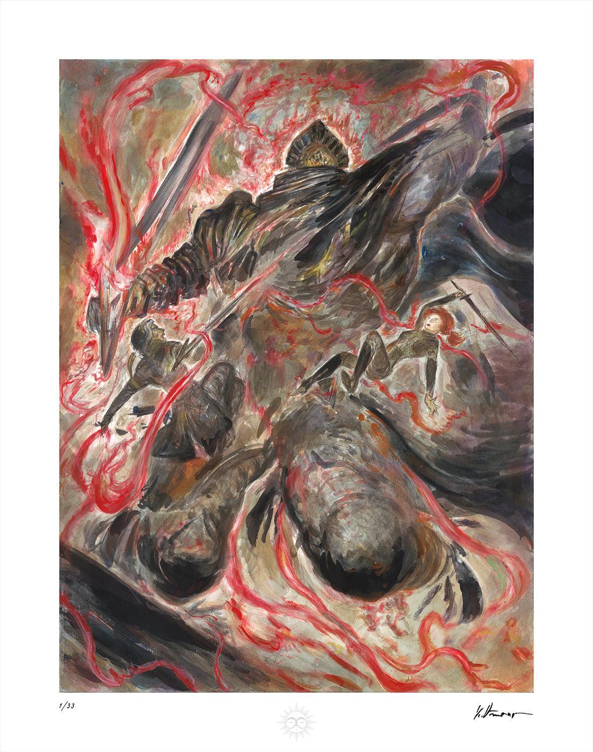 Expedition 33 - The Painted Duel Esquie Edition - Unterzeichnet von Yoshitaka Amano Print - 30x38
