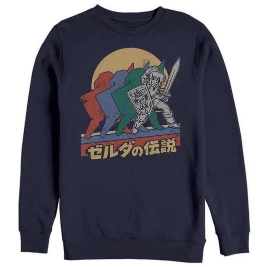 Die Legende von Zelda - Link Hiragana Spread - Rundhalspullover Sweatshirt